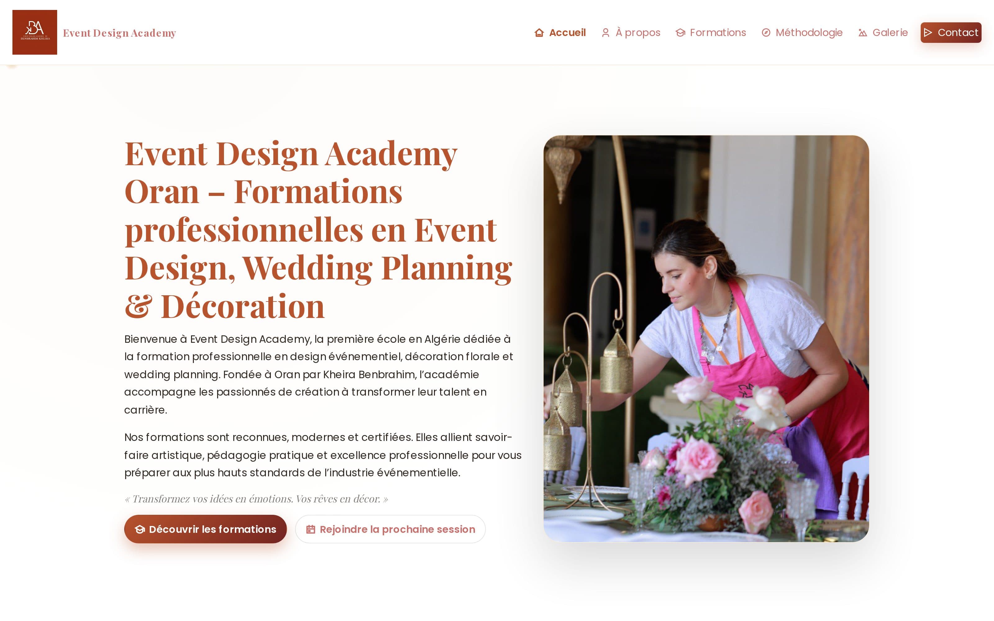 Aperçu du site Event Design Academy