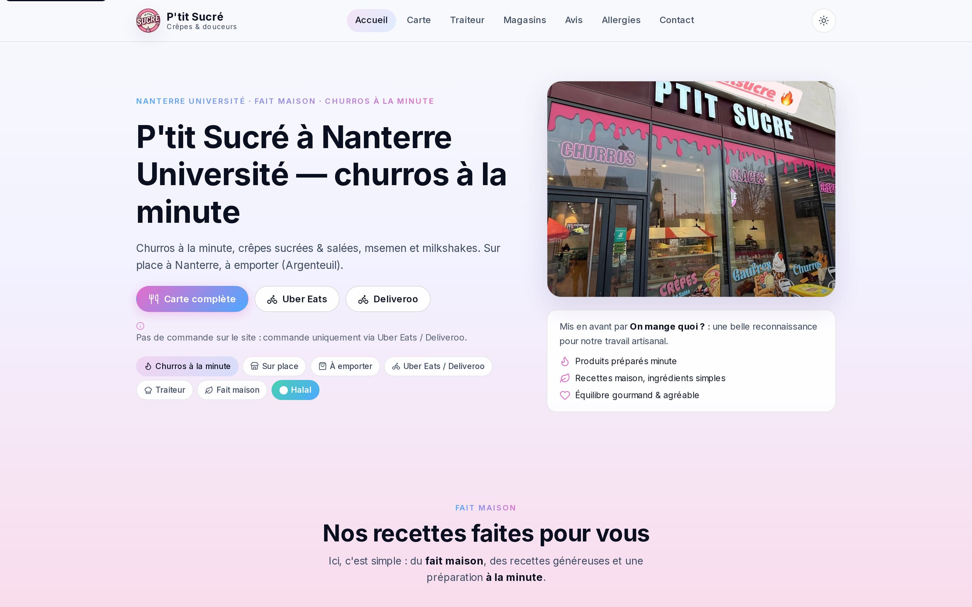 Aperçu du site P'tit Sucré